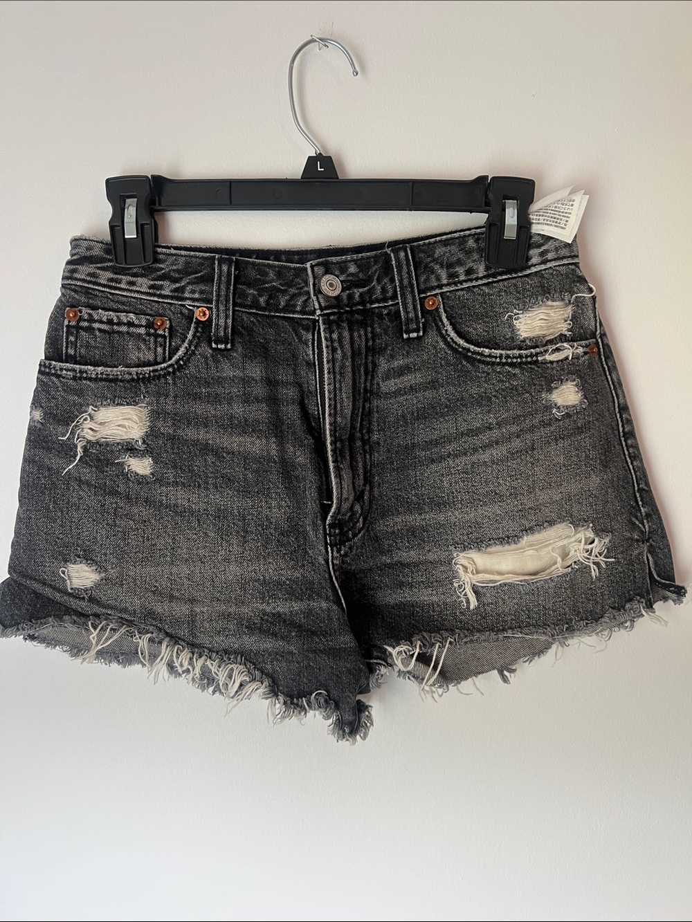 Abercrombie & Fitch Black Distressed Denim Shorts